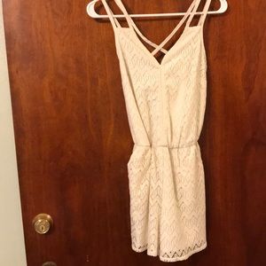 Cream lace romper with pockets!